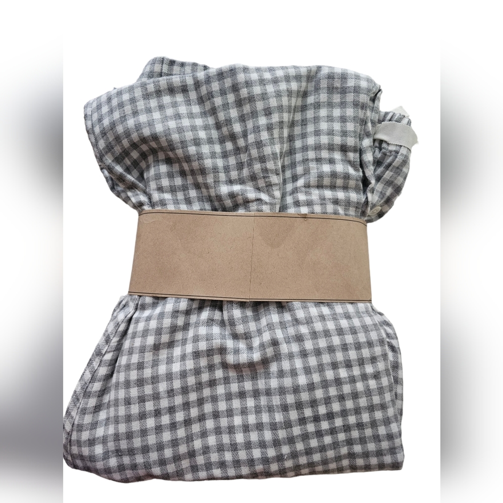 J Crew Vintage Flannel Gingham Pajama Set Womens Size 2X Gray and White - Picture 3 of 6